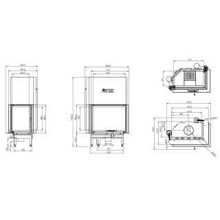 Hitze Kamineinsatz Albero 9R hochschiebbar standard 2-teiliges Glas