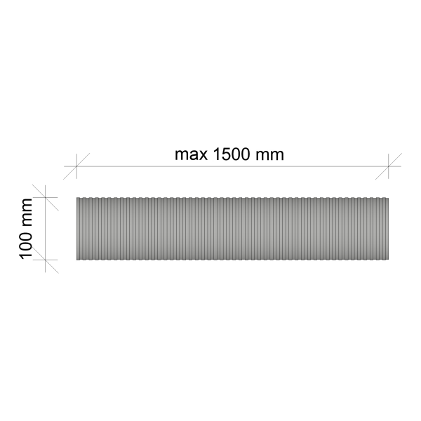 schwarz lackiertes Flexrohr 100mm Länge 1,5m Aluflexrohr Aluminiumflexrohr 